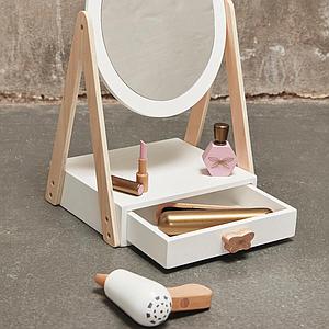 Espejo mesa-cajón Astrup blanco-natural