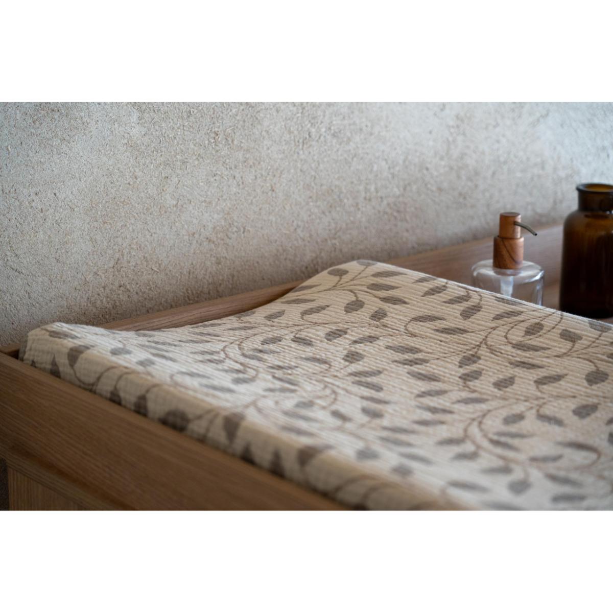 Funda colchón cambiador NATURAL Quax leaf