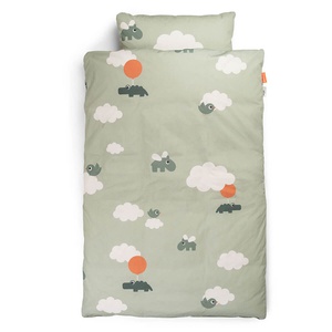 Funda nórdica 100x140cm HAPPY CLOUDS Done by Deer green