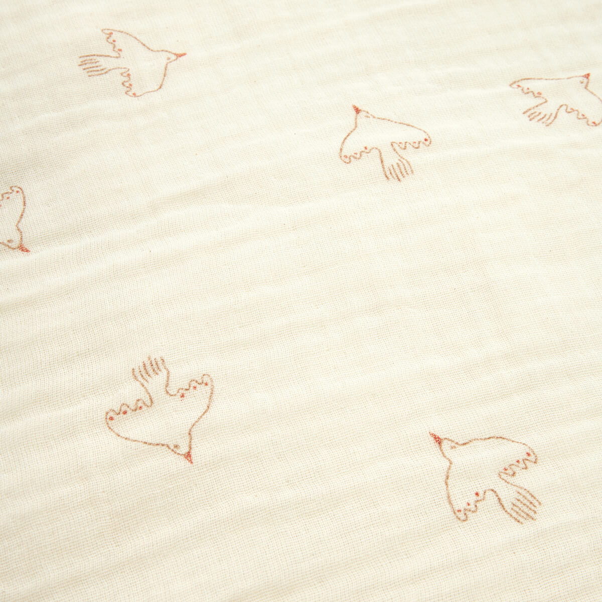 Funda nórdica 100x140cm WABI-SABI Nobodinoz brown hoshi birds