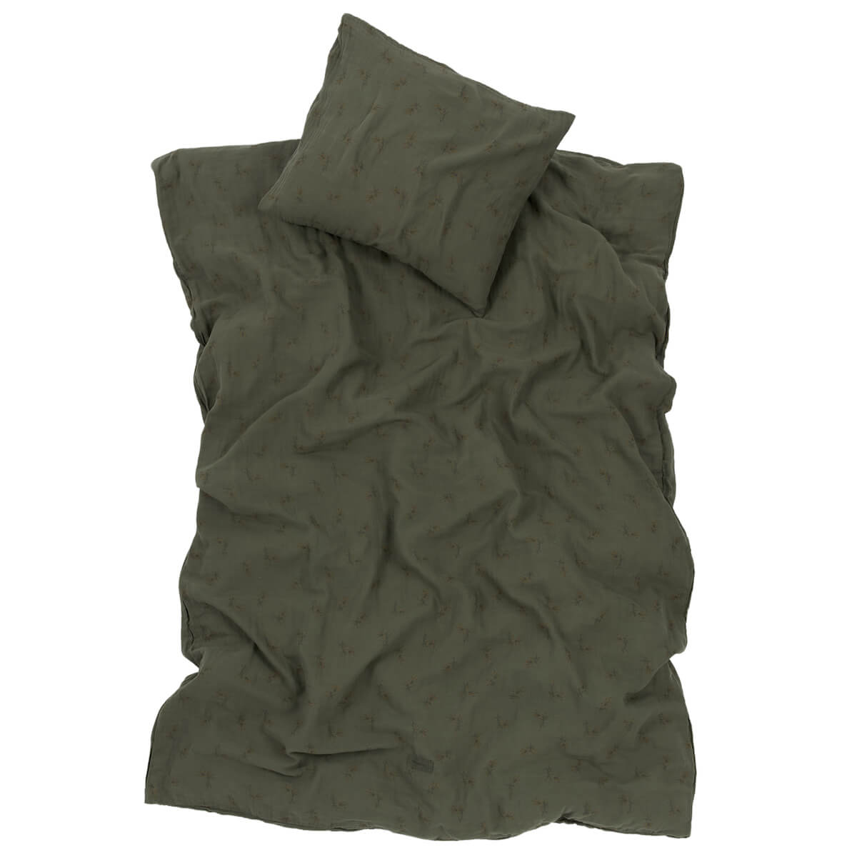 Funda nórdica 100x140cm WABI-SABI Nobodinoz Flore vetiver
