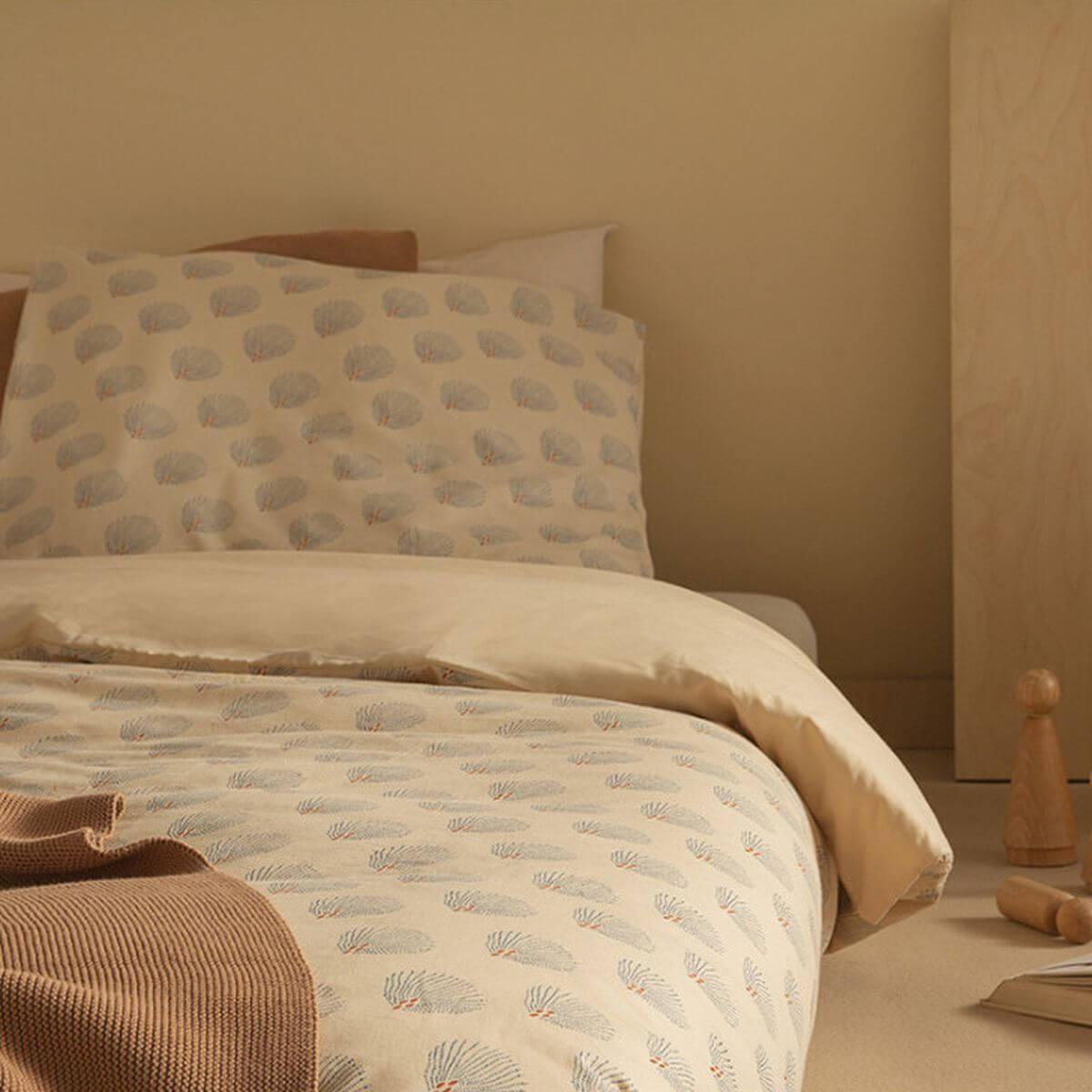 Funda nórdica 100x150cm HIMALAYA Nobodinoz blue gatsby-cream