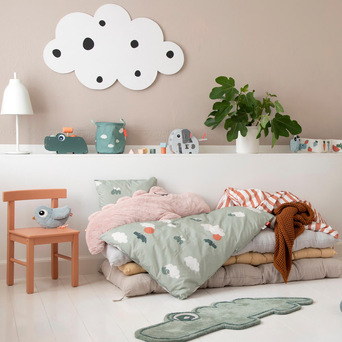 Funda nórdica 70x100cm HAPPY CLOUDS Done by Deer green