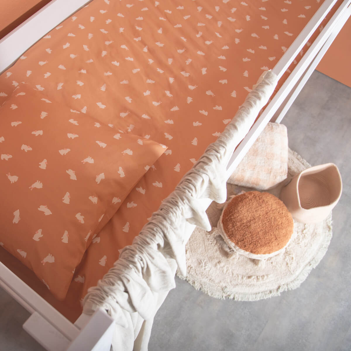 Funda nórdica RABBITS beige 140x200cm y funda de almohada 50x70cm
