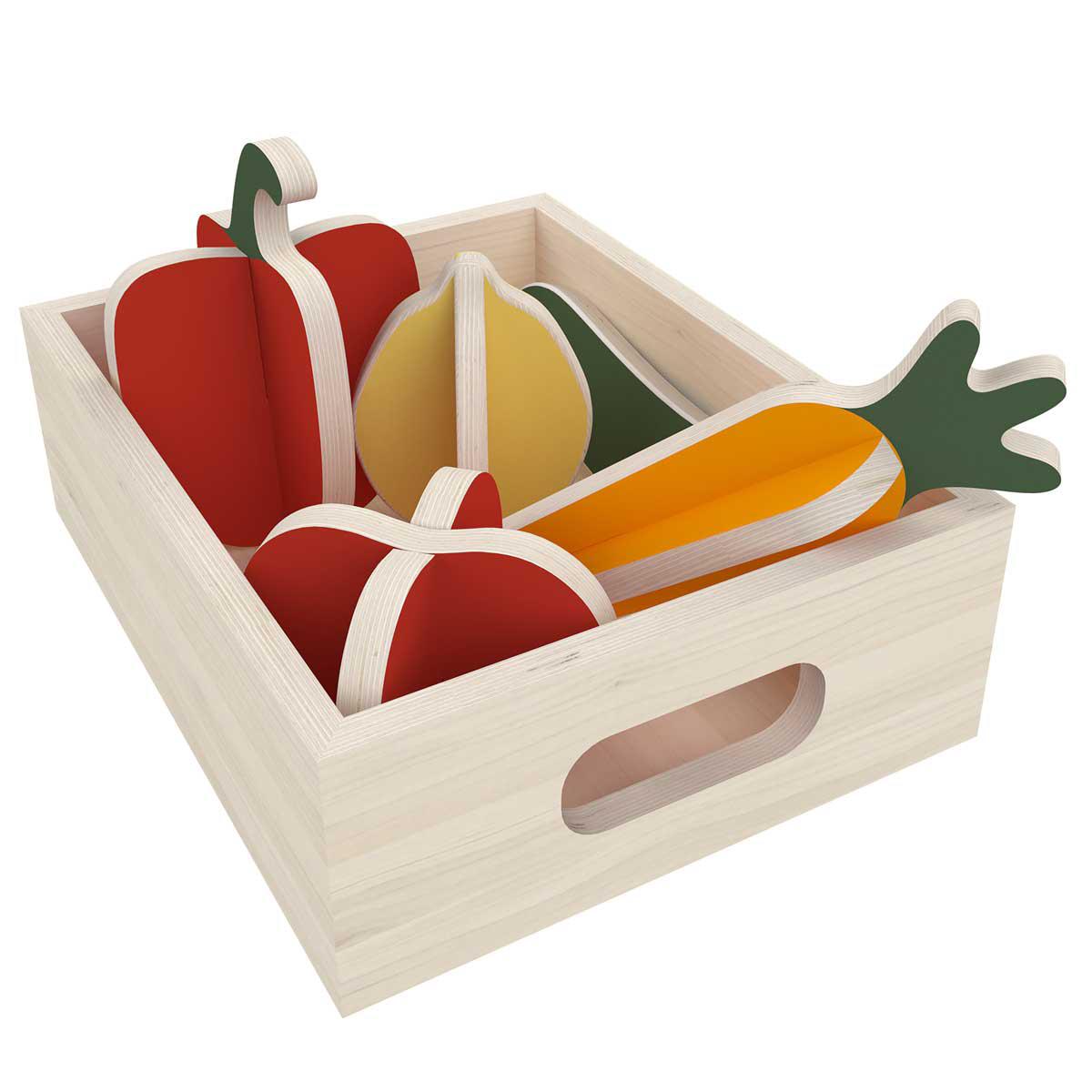 Juego imitación verduras mercado PLAY Flexa natural wood