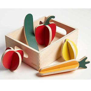Juego imitación verduras mercado PLAY Flexa natural wood
