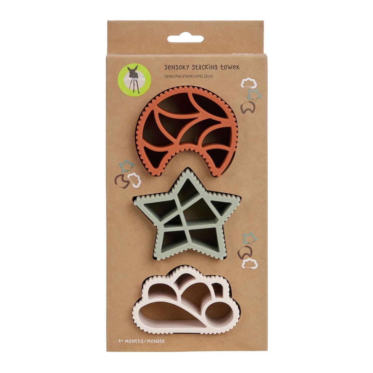 Juguete apilable sensorial LITTLE UNIVERSE Laessig estrella-luna-nube