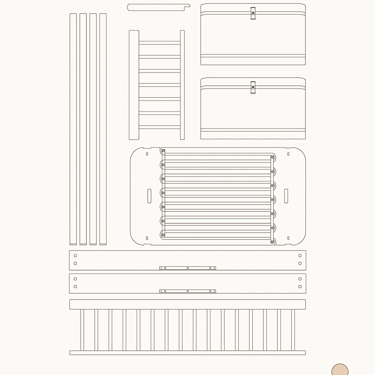 Kit conversión cama media alta-litera WOOD MINI+ Oliver Furniture roble