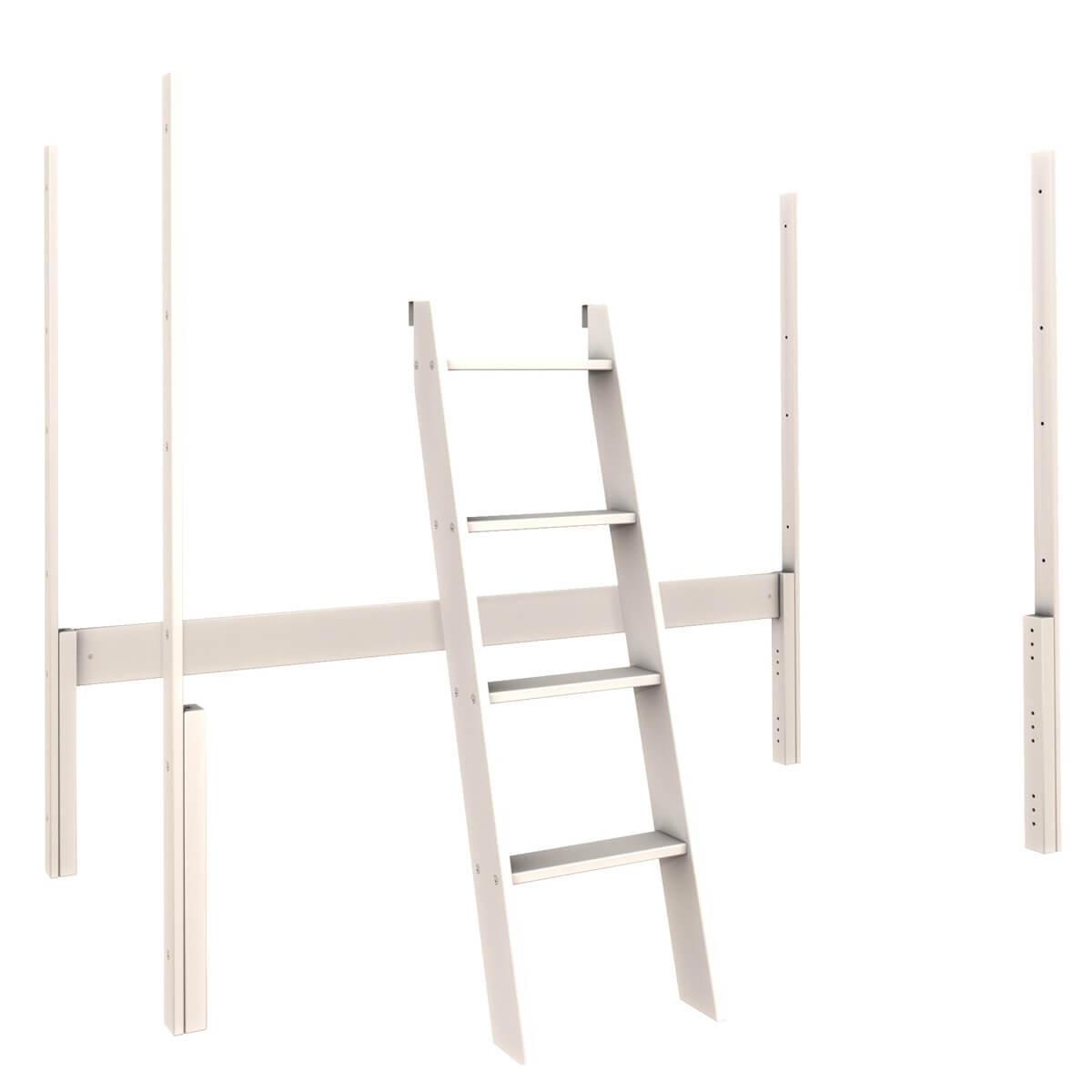 Kit conversión cama media altura-cama alta KASVA haya lacado blanco