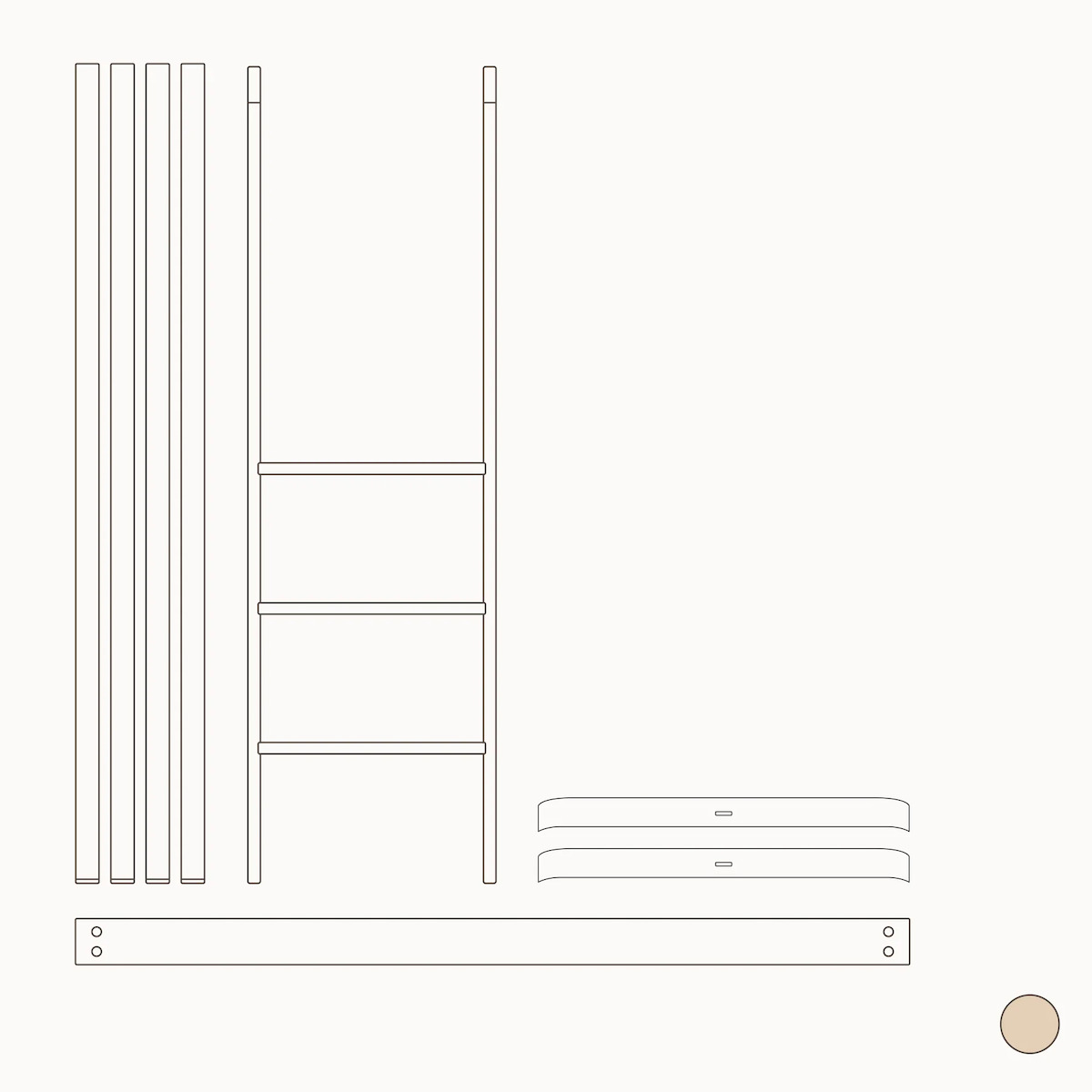 Kit conversión cuna+cama junior-litera baja WOOD MINI+ Oliver Furniture roble