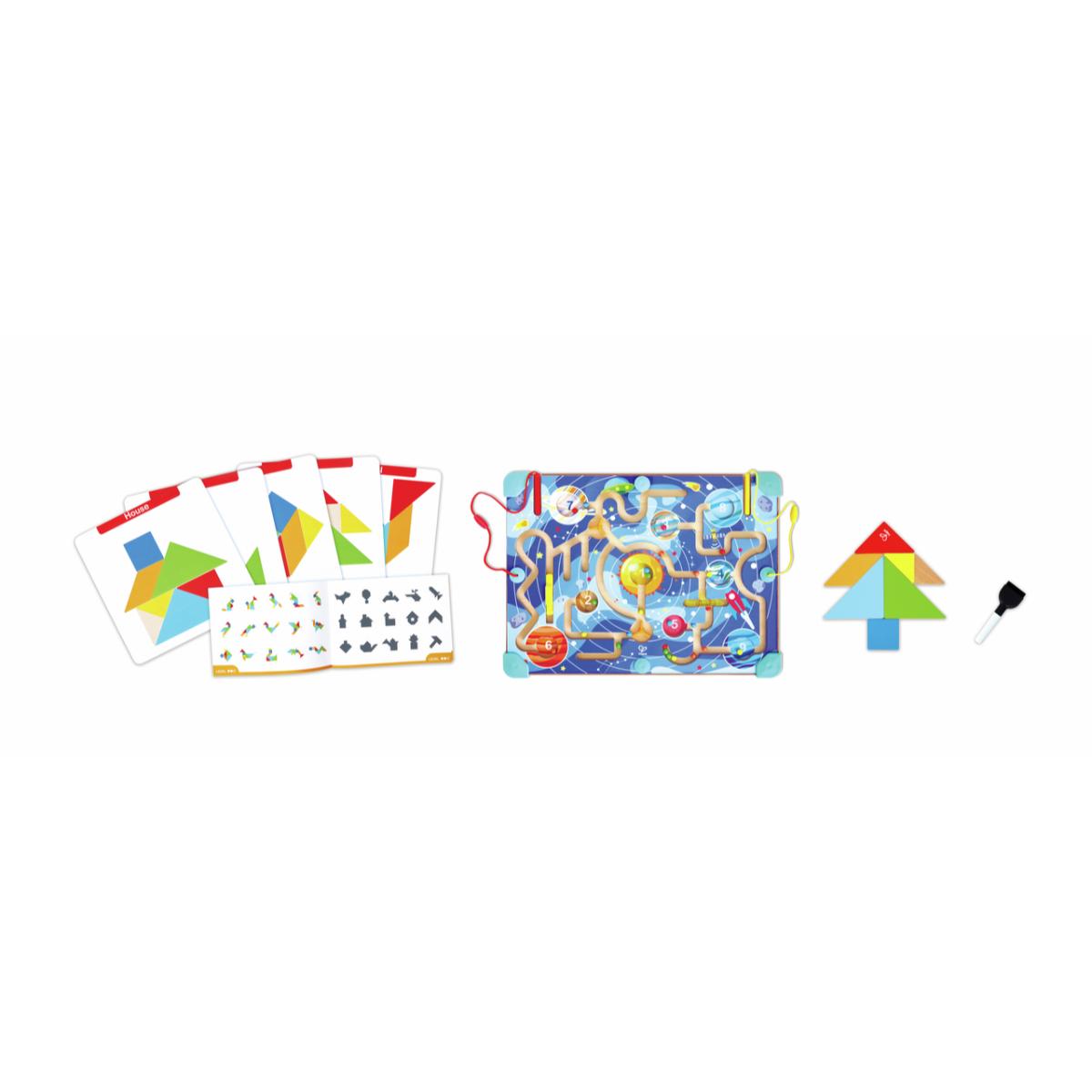 Laberinto Espacial y Tablero Tangram Hape