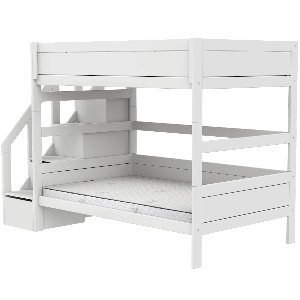 Litera 120x200cm escalera cajones DELUXE Lifetime white