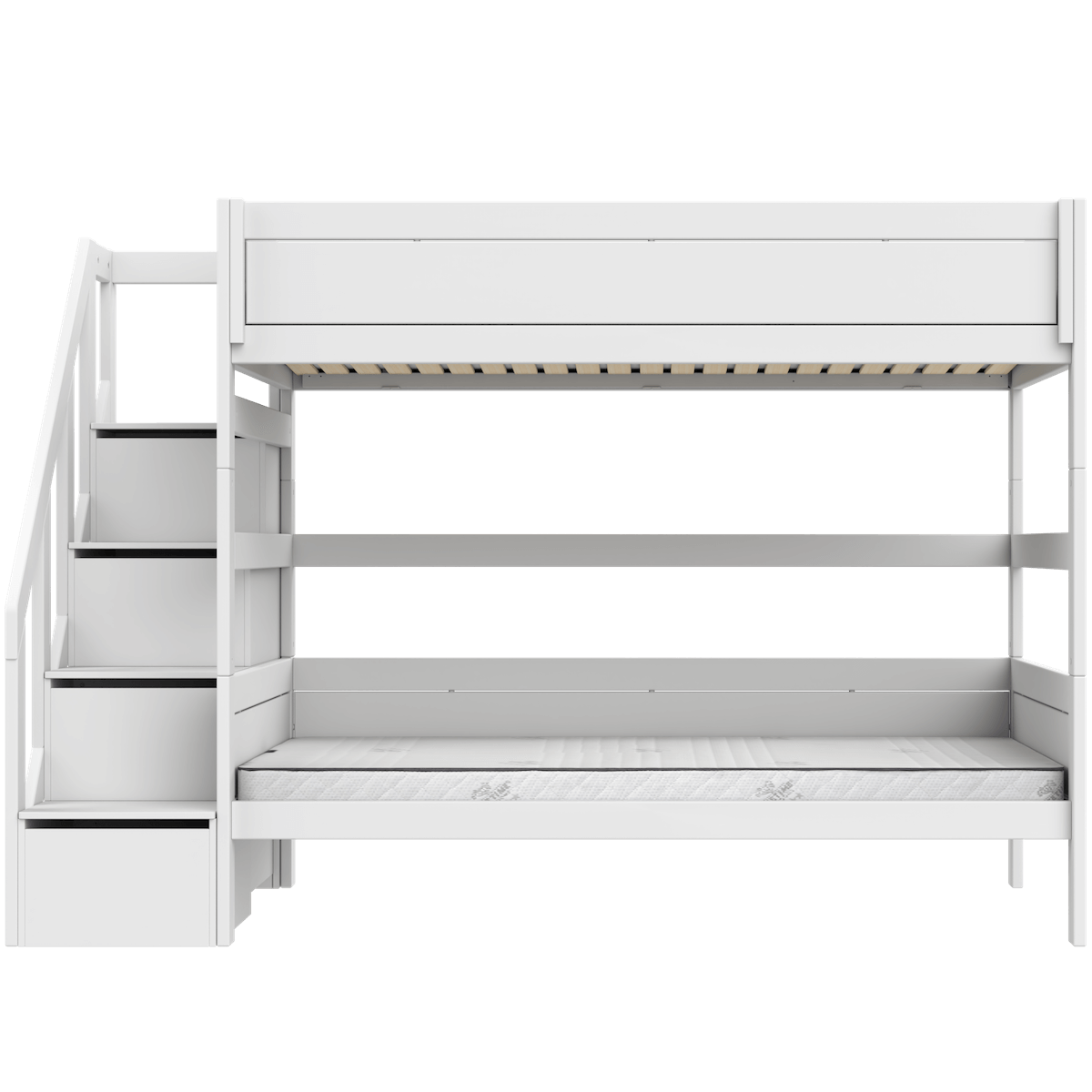 Litera 120x200cm escalera cajones PREMIUM Lifetime white