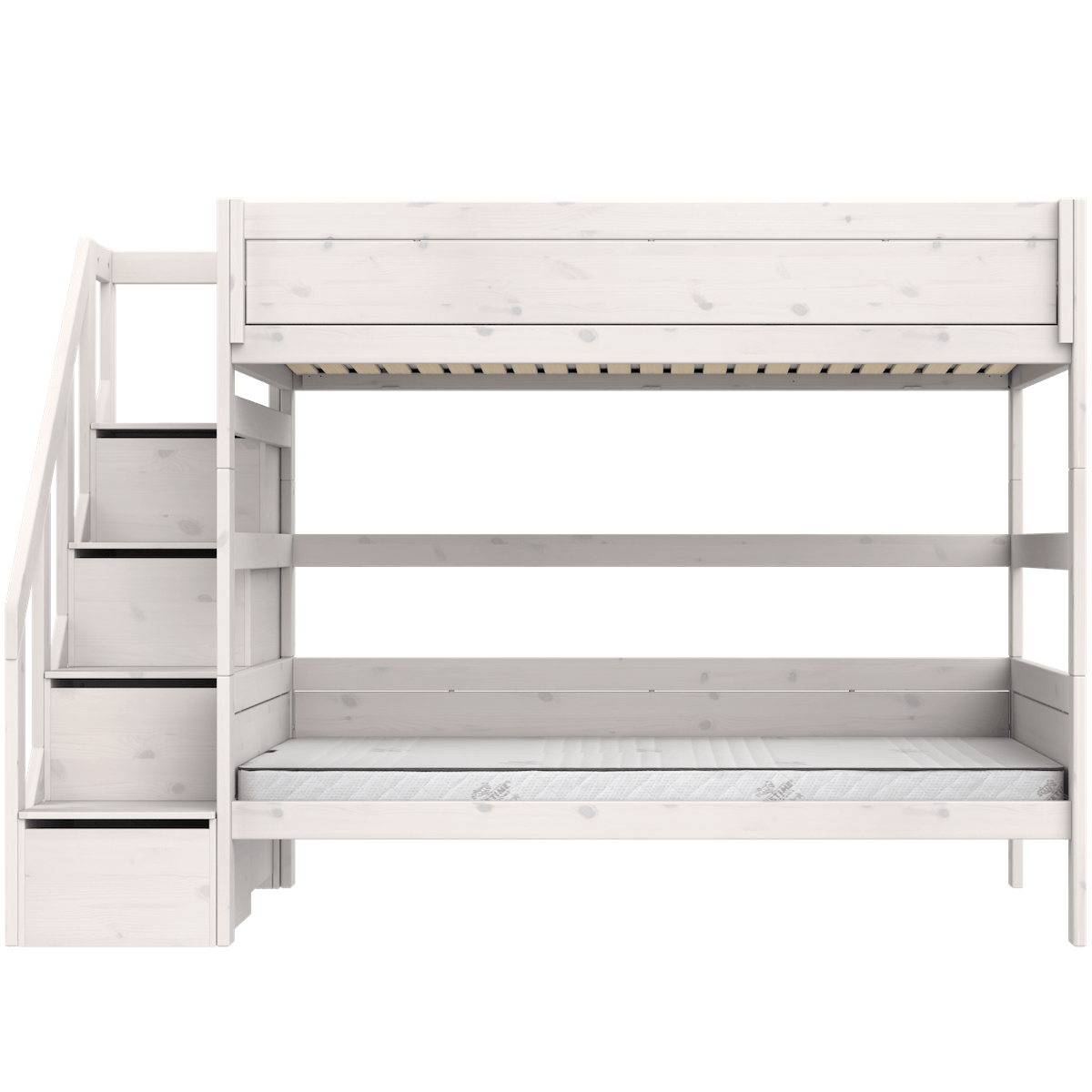 Litera 120x200cm escalera cajones PREMIUM Lifetime whitewash