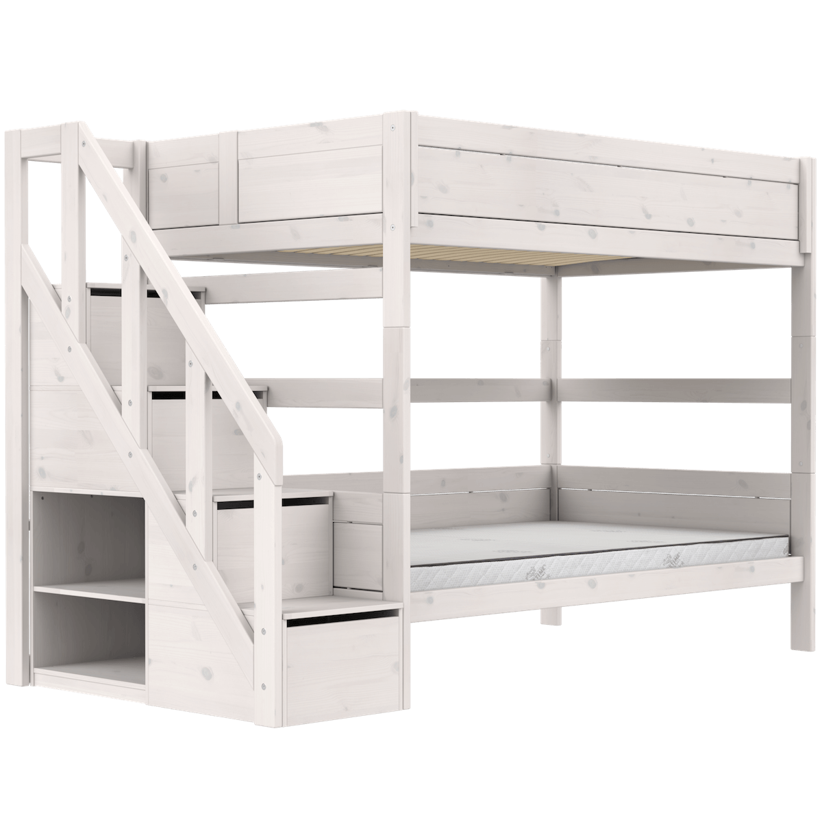 Litera 120x200cm escalera cajones PREMIUM Lifetime whitewash
