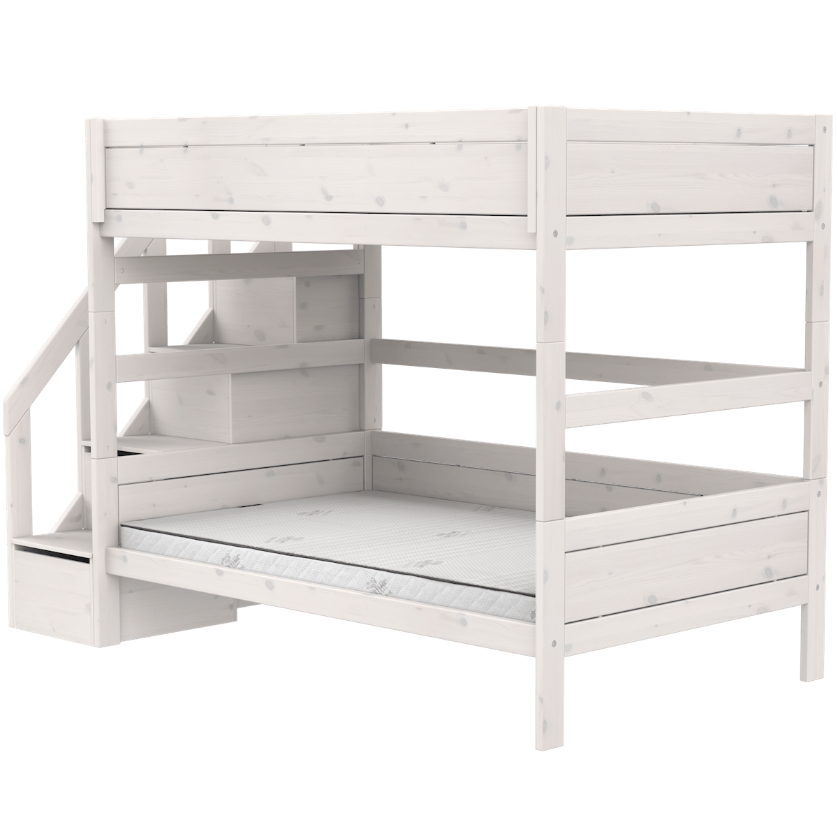 Litera 120x200cm escalera cajones PREMIUM Lifetime whitewash