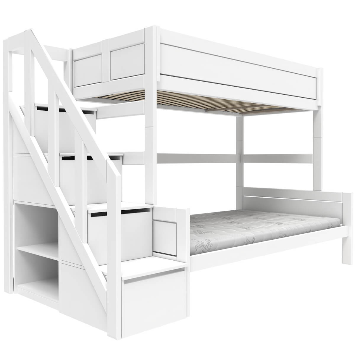 Litera 90-120cm escalera cajones+somier Deluxe Lifetime blanco