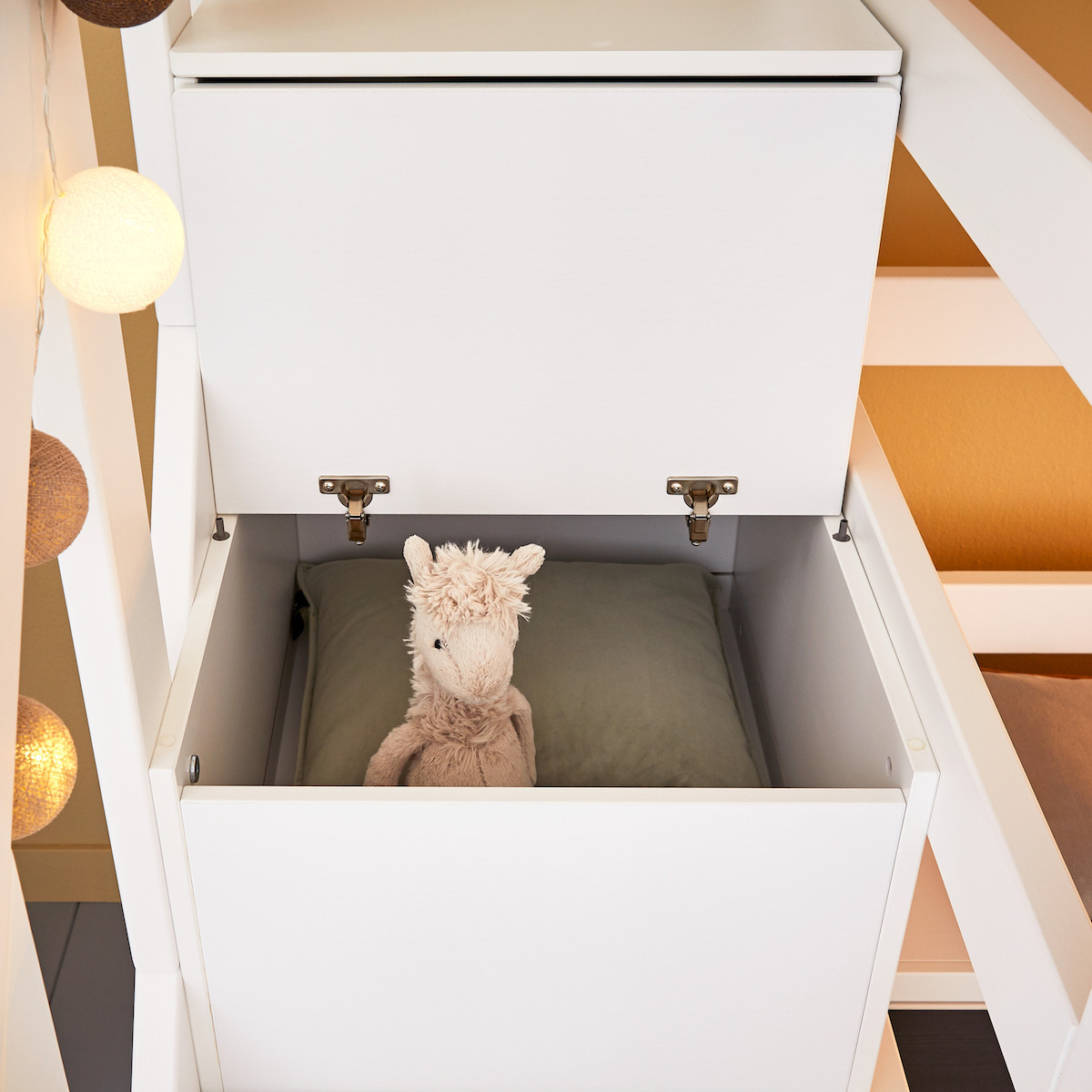 Litera 90-140cm escalera cajones+somier Deluxe Lifetime blanco
