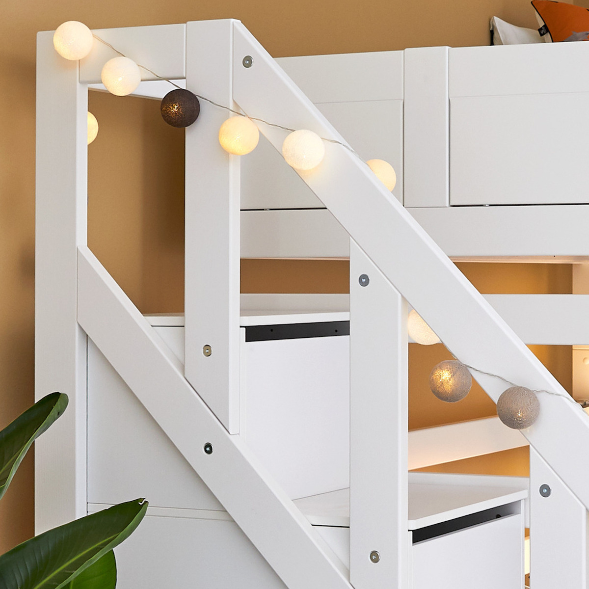 Litera 90-140cm escalera cajones+somier Deluxe Lifetime blanco