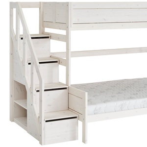 Litera 90-140cm escalera cajones+somier Deluxe Lifetime blanqueado
