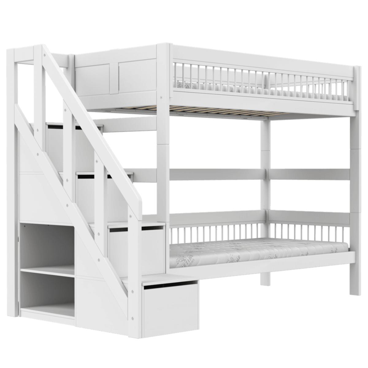 Litera 90x200cm escalera cajones BREEZE Somier Deluxe Lifetime blanco