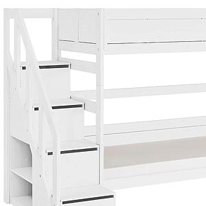 Litera 90x200cm escalera cajones Lifetime blanco