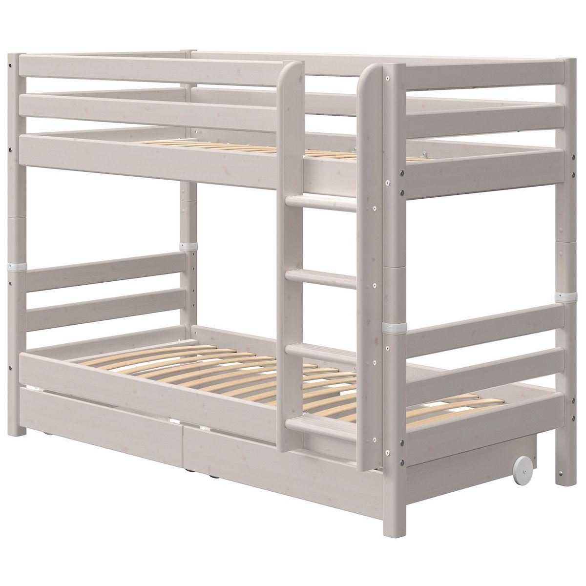 Litera 90x200cm escalera recta-2 cajones CLASSIC Flexa grey washed