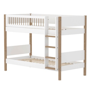 Litera 90x200cm escalera recta-barrera barras NOR Flexa blanco-roble