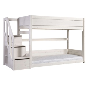Litera baja 90x200cm escalera cajones Lifetime blanqueado