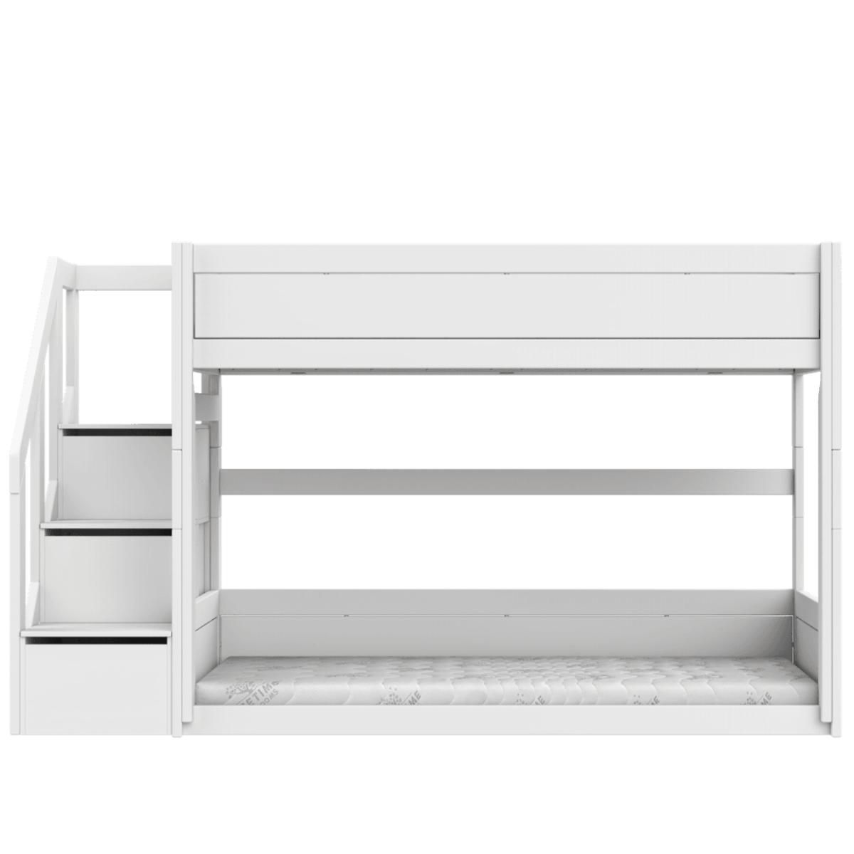 Litera baja 90x200cm escalera cajones-somier Deluxe Lifetime blanco