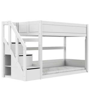 Litera baja 90x200cm escalera cajones-somier Deluxe Lifetime blanco