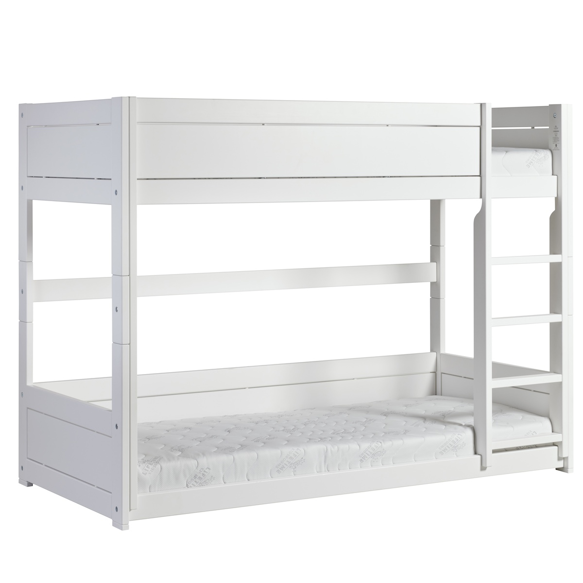 Litera baja 90x200cm escalera recta-somier Deluxe Lifetime blanco
