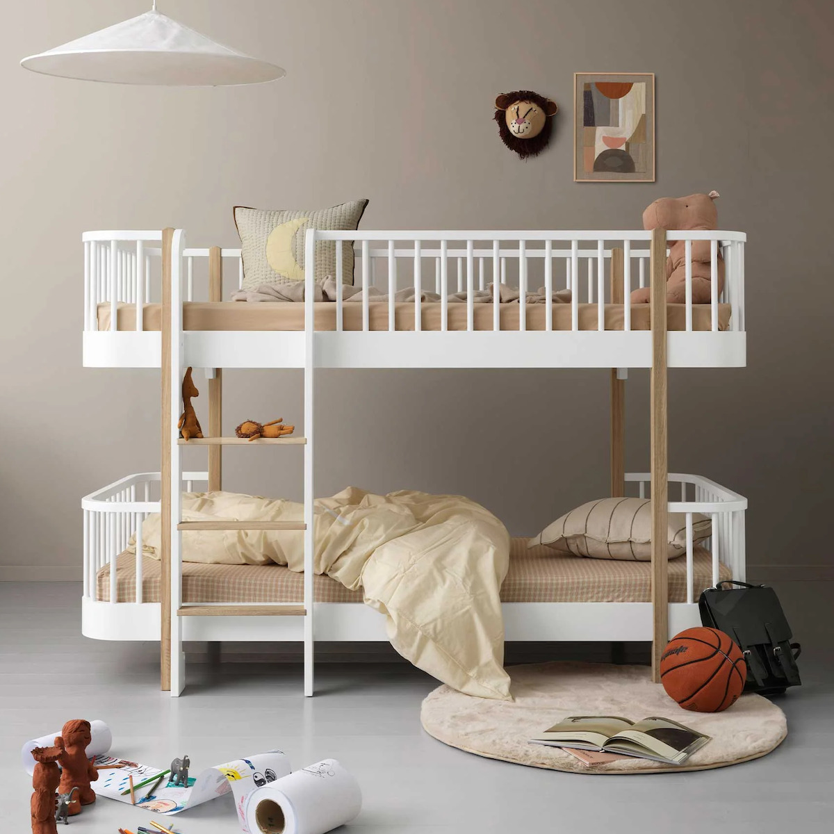Litera baja 90x200cm WOOD ORIGINAL Oliver Furniture blanco-roble
