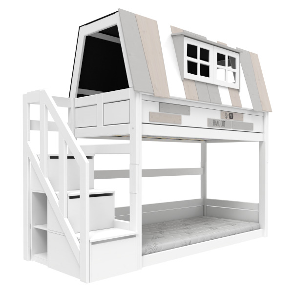 Litera cabaña baja 90x200cm escalera cajones MY HANGOUT Lifetime blanco