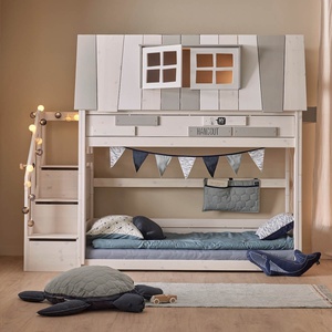 Litera cabaña baja 90x200cm escalera cajones MY HANGOUT Lifetime blanqueado