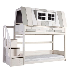 Litera cabaña baja 90x200cm escalera cajones MY HANGOUT somier Deluxe Lifetime blanqueado