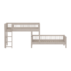 Litera combinada 90x200cm escalera recta-barrera barras CLASSIC Flexa grey washed