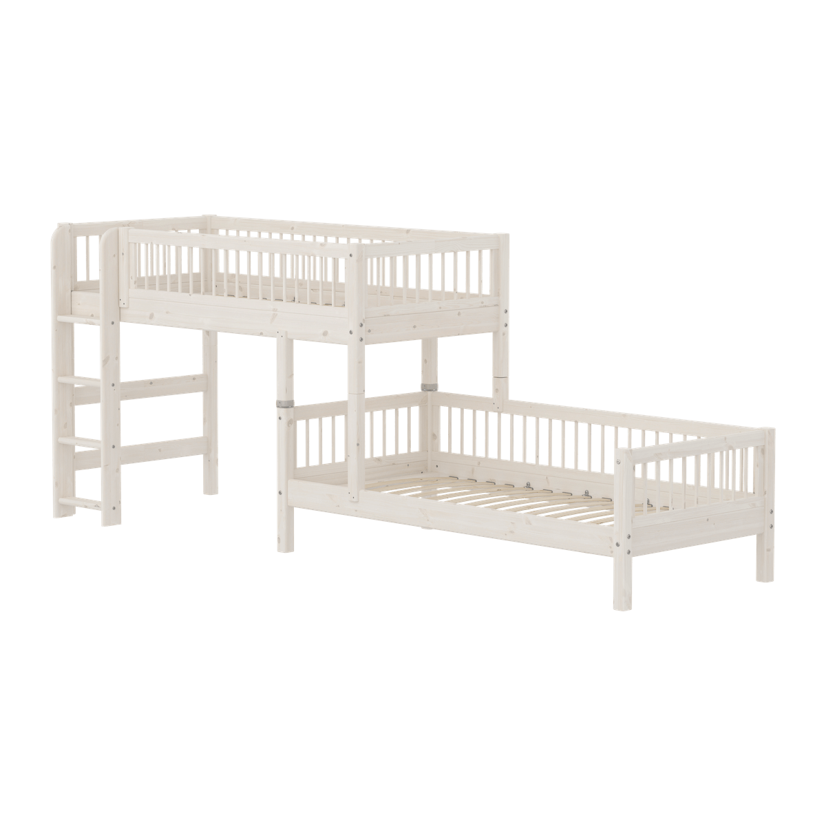 Litera combinada 90x200cm escalera recta-barrera barras CLASSIC Flexa white washed