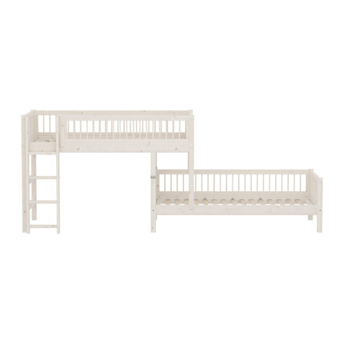 Litera combinada 90x200cm escalera recta-barrera barras CLASSIC Flexa white washed
