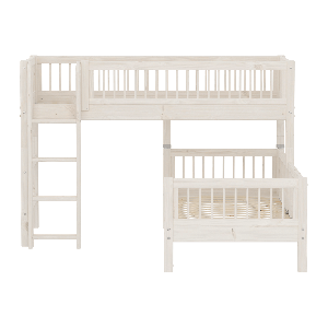 Litera combinada 90x200cm escalera recta-barrera barras CLASSIC Flexa white washed