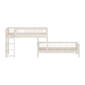 Litera combinada 90x200cm escalera recta-barrera barras CLASSIC Flexa white washed