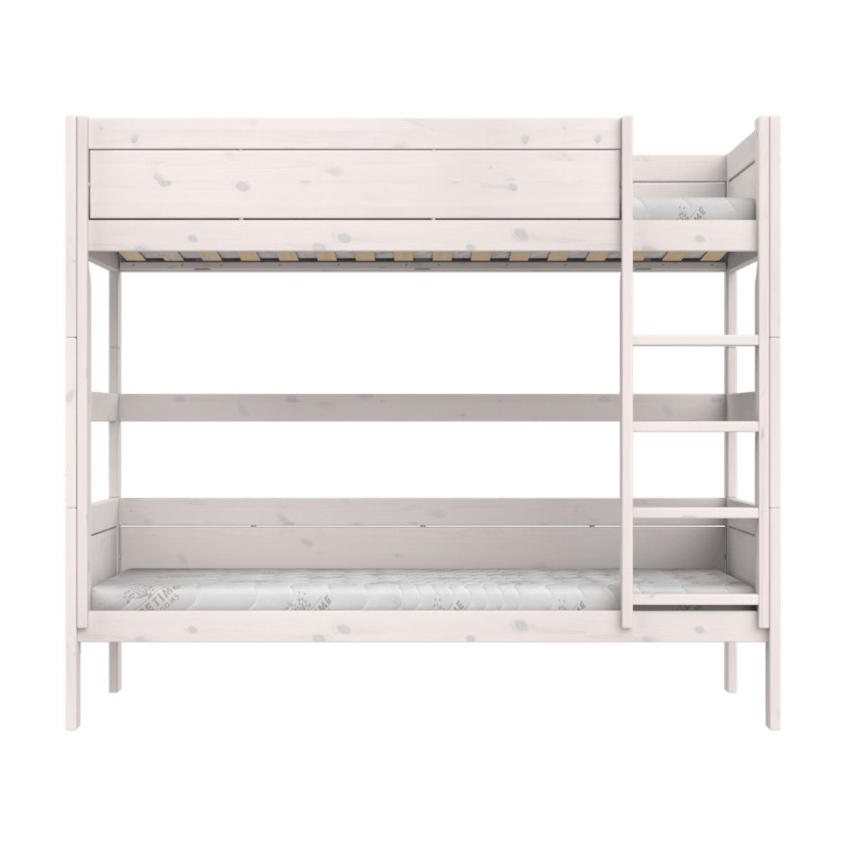 Litera-escalera recta 90x200cm somier DELUXE Lifetime blanqueado