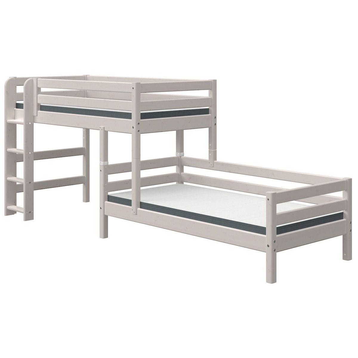 Litera semi-alta tren 90x200cm escalera recta CLASSIC Flexa grey washed