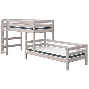 Litera semi-alta tren 90x200cm escalera recta CLASSIC Flexa grey washed