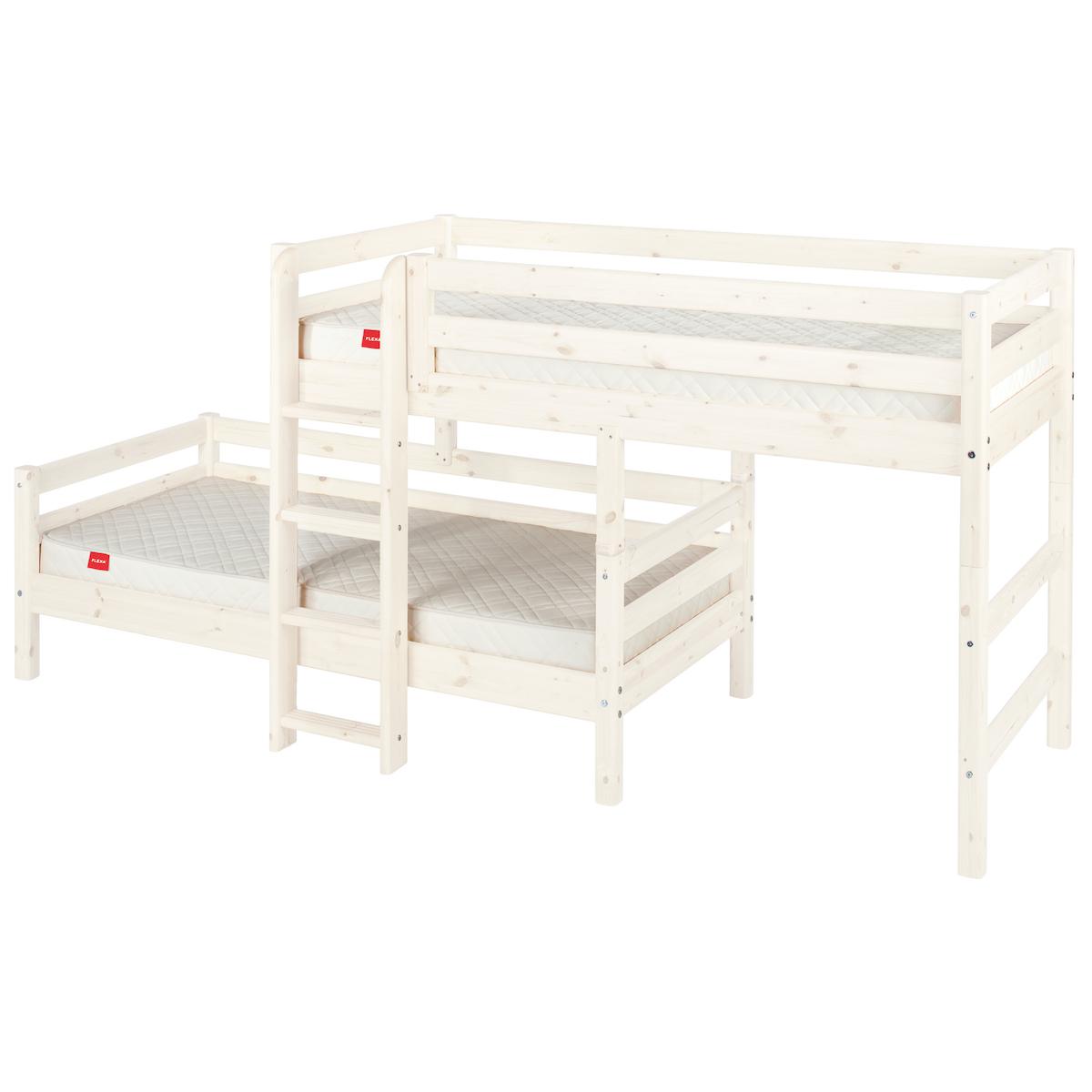 Litera Semialta tren 90x200 CLASSIC Flexa escalera recta blanco cal