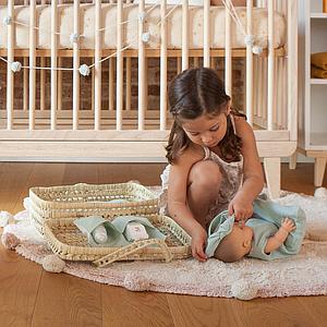 Maleta mimbre muñeca BOBBLE verde