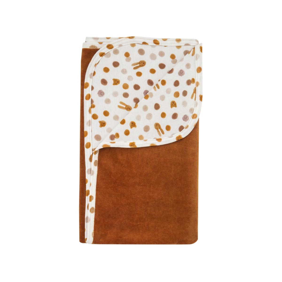 Manta 75x85cm NOOS Wooly Organic caramel-small caramel dots