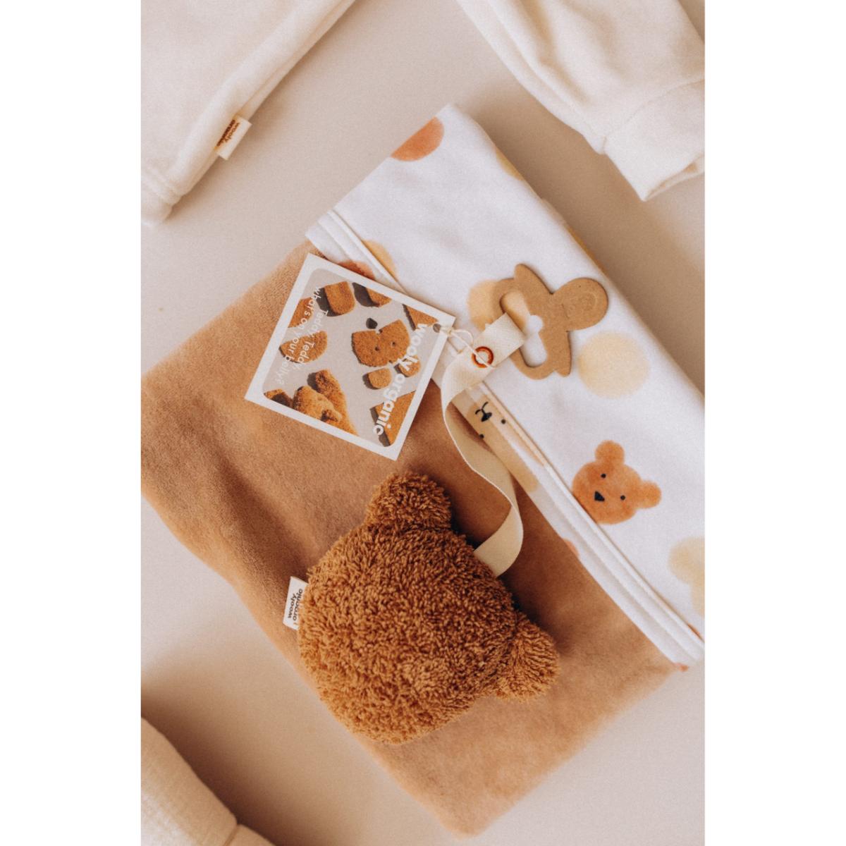 Manta 75x85cm NOOS Wooly Organic caramel-small caramel dots