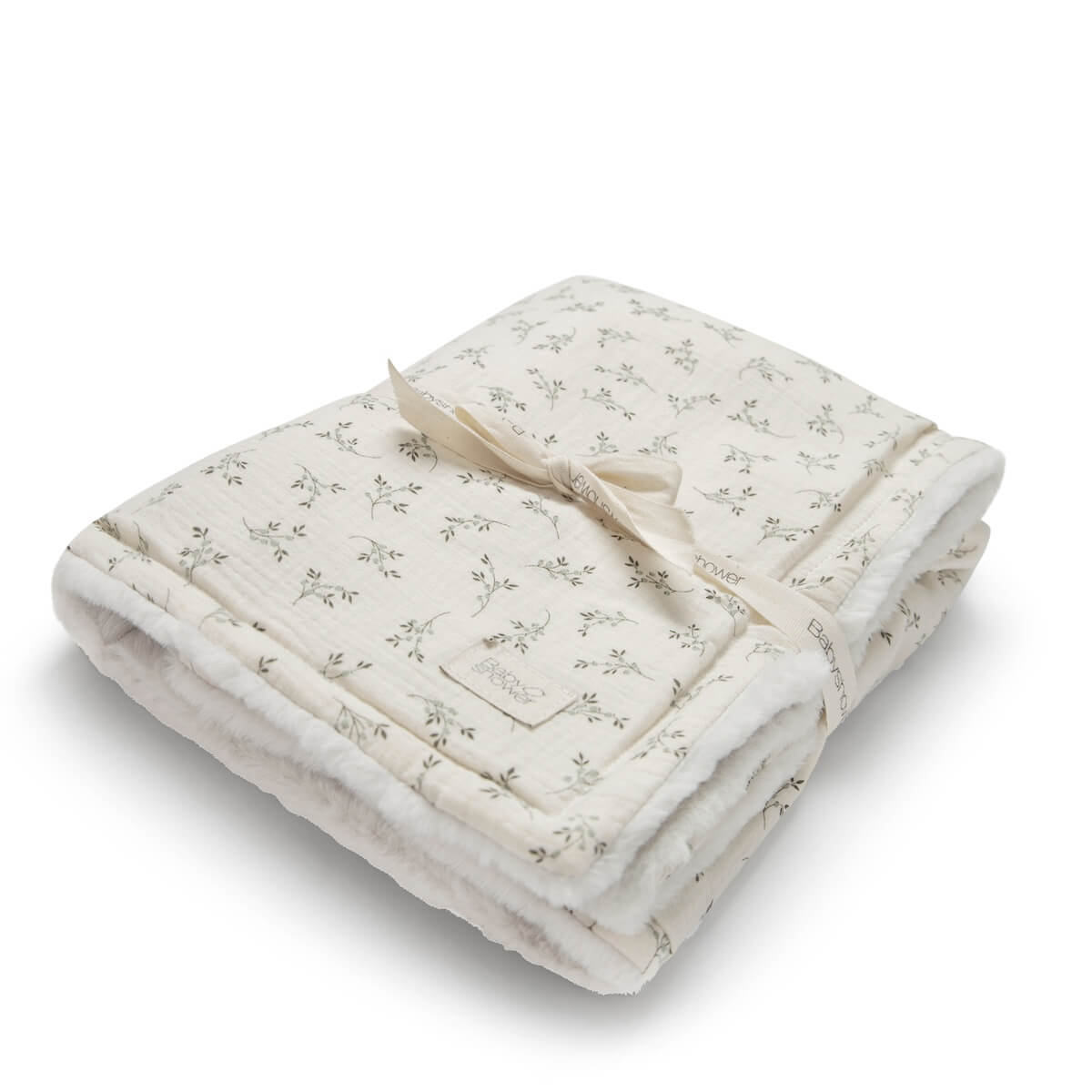Manta polar XL Babyshower olive bloom