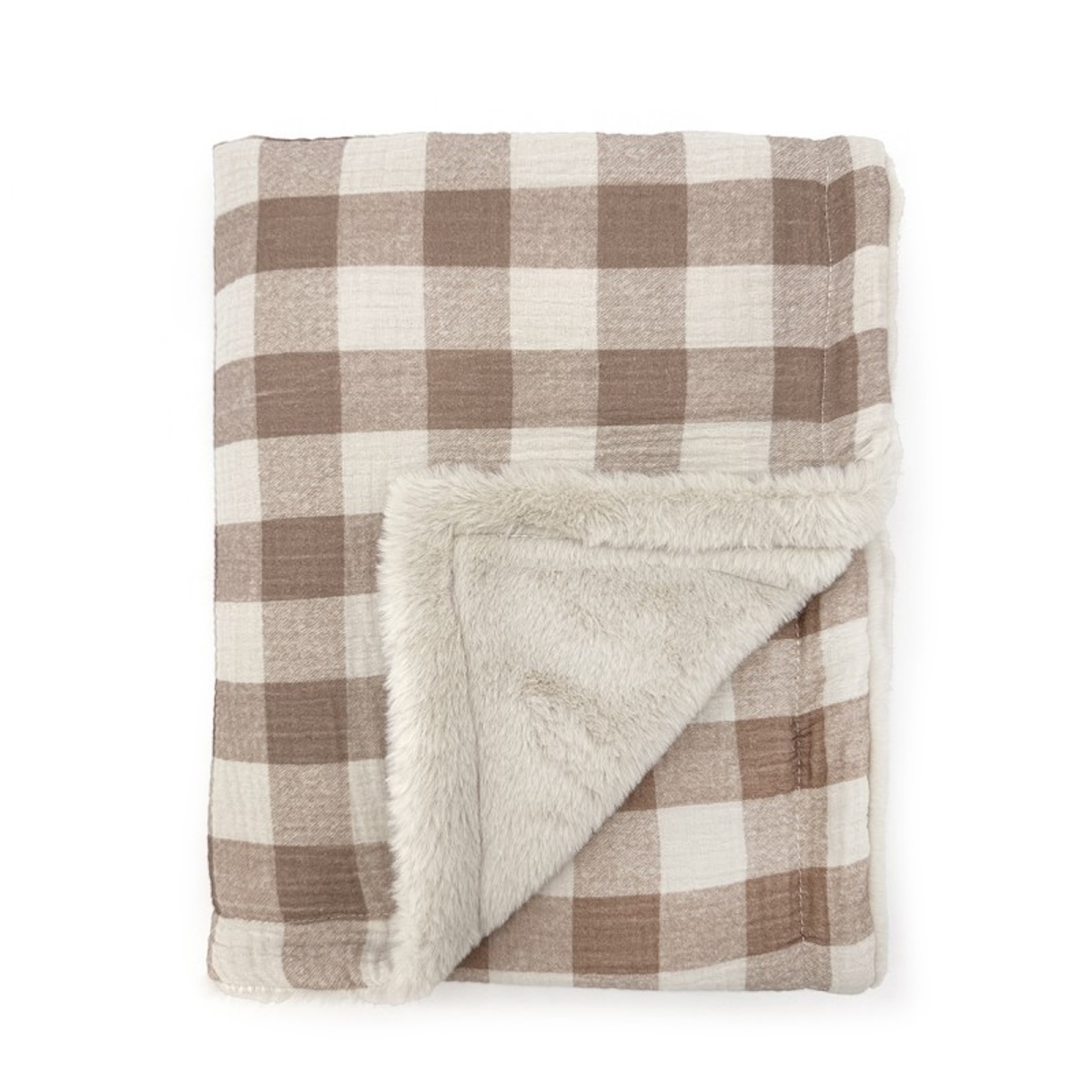 Manta polar XL Babyshower vichy caramel